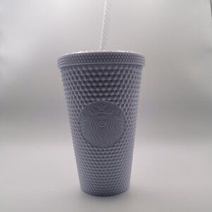 Starbucks 2021 Holiday Studded Icy White Purple Plastic Tumblr 16oz